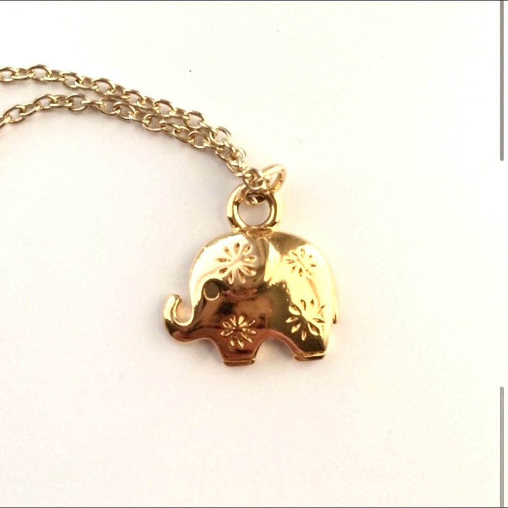 Vintage Elephant with Starbursts Charm Necklace